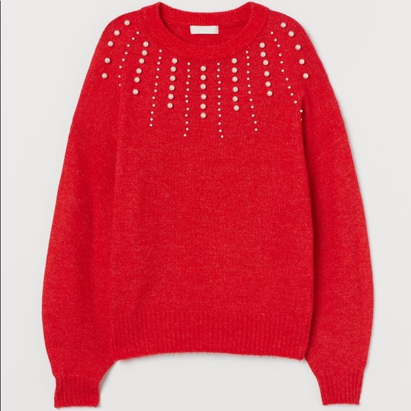 HM Red Pearl Sweater - Picture 2 of 5